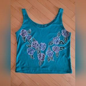 Vintage Garden Rose Print Tank Small